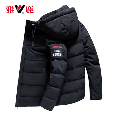 

Self-operated selection Yalu mens cotton clothing 2019 winter new trend Korean version of the warm simple down cotton hooded mens jacket mens coat 18781984 black 175
