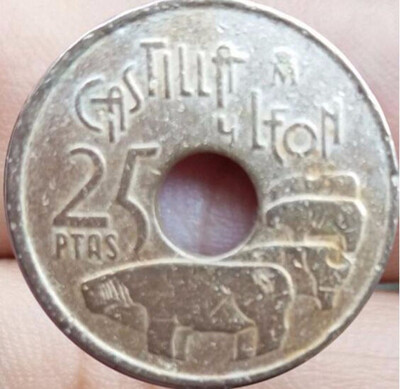 

20mm Castile&Leon Spain 25 Ptas used Conditon