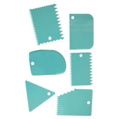 

6 PcsSet Cake Scraper Edge Decorating Cutters Set Comb & Icing Smoother for Bread Dough Fondant Tool