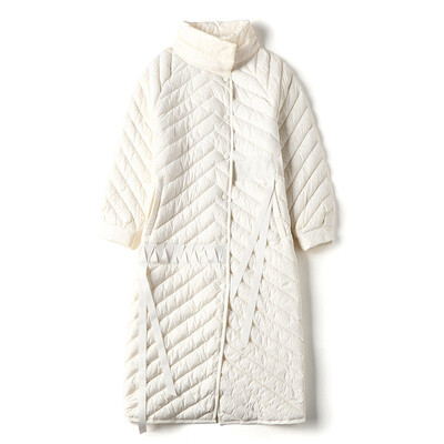 

Winter 2018 new womens European&American single-breasted long slim&light over-the-knee down jacket