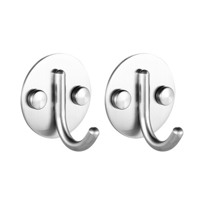 

2pcsset SS Wall-mounted Hooks Stainless Steel Hooks Space-saving Single Wall Hook Multifunctional Clothes Hook Single Hook Set