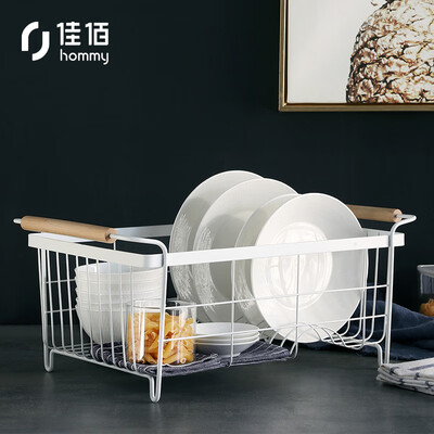 

Jiayu rubber wood wrought iron dish rack white PK8042B