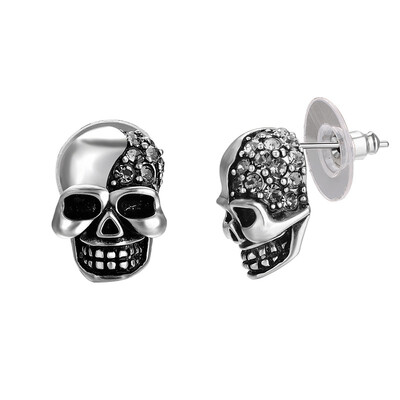 

Yoursfs Rock Punk Skull Crystal black Stud Earrings For Women Men Earrings Jewelry
