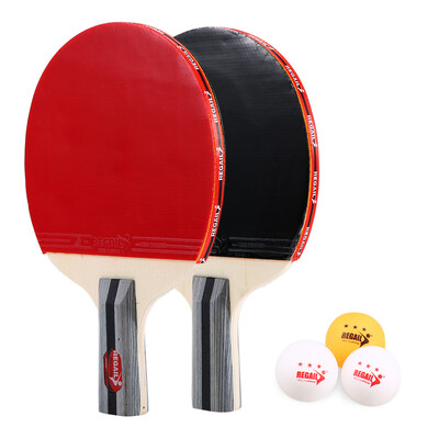 

Ping Pong Paddle Set 2 Table Tennis Rackets&3 Balls with Cover Bag for 2 Players