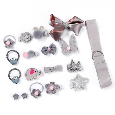 

Baby Girls Hair Tie Ribbon Bow Clips Barrettes Hair Accessory Set for Newborn Toddler Children Bowknot 18Pcs Gift Box Silver