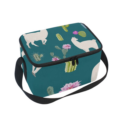 

ALAZA Lunch Box Insulated Llama And Cactus Lunch Bag Large Cooler Tote Bag for Men Women