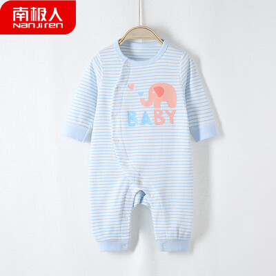 

Antarctic Nanjiren newborn clothes 0-3 months baby onesies baby romper spring&autumn out of the clothes striped small elephant - light blue 90