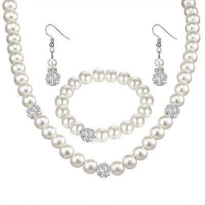 

Fashion Personality Pearl Jewelry Set Necklace Earrings Bracelet for Women Wedding Engagement