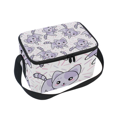 

ALAZA Lunch Box Insulated Lunch Bag Large Cooler Purple Cats Tote Bag