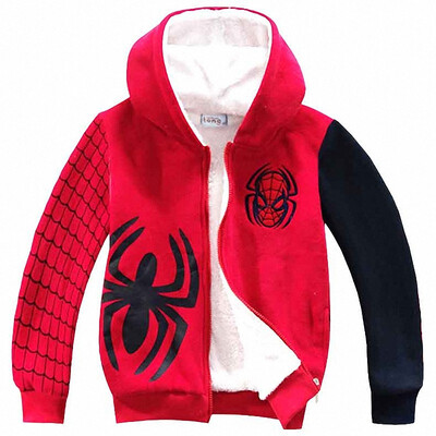 

2018 Boys Spiderman Winter Jacket coat Children Fashion cartoon Fleece Hoodies Thicken Sweatshirts Warm Kids Hooded Clothes