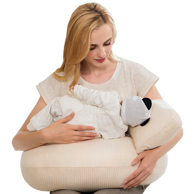 

Small sago wood breastfeeding pillow feeding pillow multi-function pillow baby learning pillow waist pillow pregnant women pillow breastfeeding pad XB-02 yellow stripes