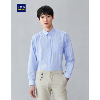 

HLA Haishus parent sleeves free ironing dress shirt men 2019 spring new simple&refreshing long lining HNCGD1R006T light blue pattern 06 17592A 40