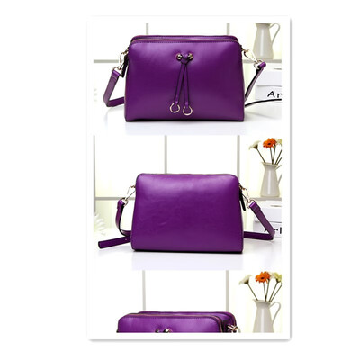 

2018 autumn new leather bag double zipper leather shoulder bag diagonal female bag lady Sen retro bag