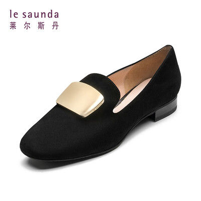 

Lyles Dan fashion elegant commuter round head set buckle buckle rough low with female grandmother single shoes LS AM12903 black 35