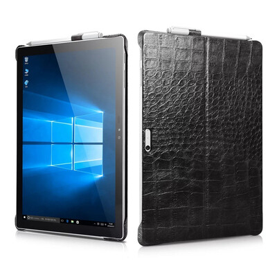 

Icarer Embossed Crocodile Pattern Genuine Leather Back Case For Surface Pro 4 Retro Cowhide Leather Back Cover For Surface Pro 4