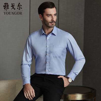 

Youngor shirt mens 2019 spring youth mens casual dress shirt YLDP16390IJA blue 40