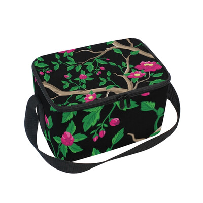 

ALAZA Insulated Lunch Box Pink Flowers Lunch Bag for Men Women Portable Tote Bag Cooler Bag