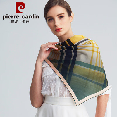 

Pierre Cardin mulberry silk scarf female 2019 spring&summer models square towel high-grade silk shawl variety small scarf thin section summer sunscreen seaside gift E12TM5707 yellow green