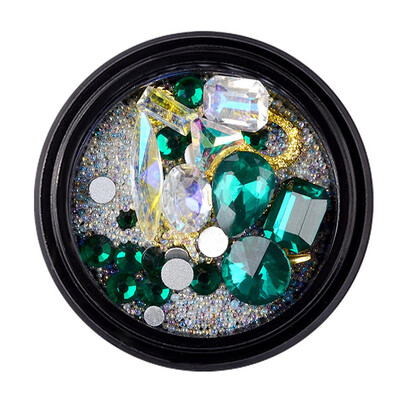 

12 Style Nail Art Decoration Charm Gem Beads Rhinestone Hollow Shell Flake Flatback Rivet Mixed Shiny Glitter 3D DIY Accessories