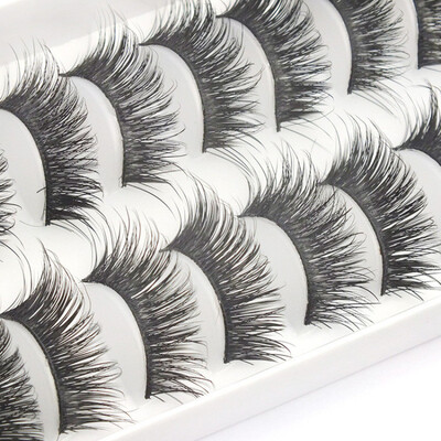 

10 Pairs of Water Eyelashes False Eyelashes Cross Natural False Eyelashes Thick Long Makeup 3D Eyelashes Extend Eyelash Beauty