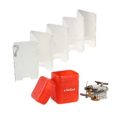 

Lixada Outdoor Camping Stove Kit Ultralight Compact Foldable Backpacking Gas Stove with 9-Plate Camp Stove Windscreen Windshield C