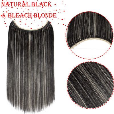 

20-22 inches Invisible Wire No Clips in Hair Extensions Secret Fish Line Hairpieces Silky Straight real natural Synthetic