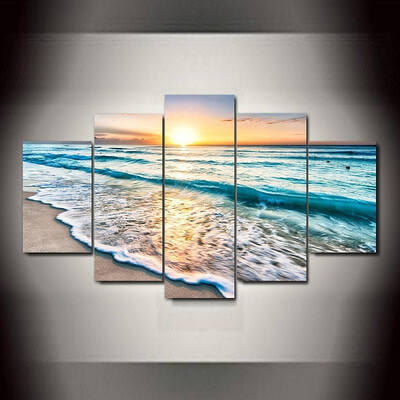 

Sunset Beach Frameless Printed Canvas Art Print 5PCS