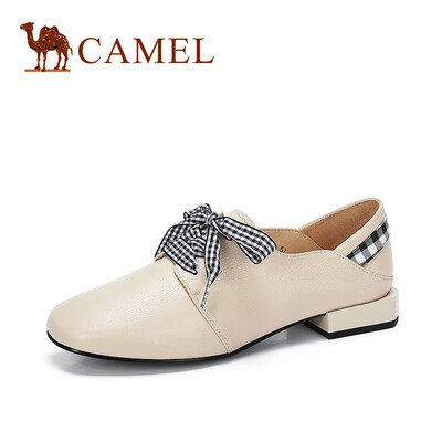 

Camel CAMEL lady cute sweet plaid lace square head single shoes A910076123 beige 35