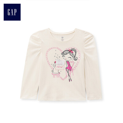 

GAP flagship store female&children interactive pattern round neck long-sleeved T-shirt 399140 child fun colorful 4YRS