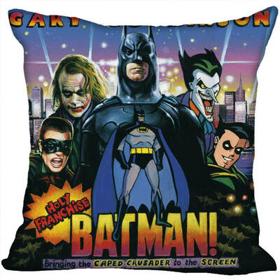 

Batman Pillow Cover Bedroom Home Office Decorative Pillowcase Square Zipper Pillow Cases Satin Fabric No Fade