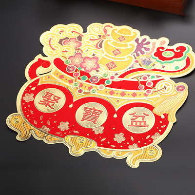 

Dayong 2019 Year of the Pig New Year door stickers three-dimensional Fu word stickers flocking gold foil color golden blessing stickers Spring Festival supplies