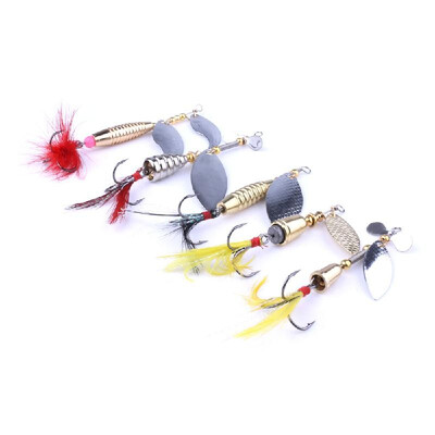 

5PCS Paillette Spinner Metal Fishing Lures Spinning Sequins Shell Spinner Baits Tackle Hard Metal Hook Baits Kit with Tackle Box