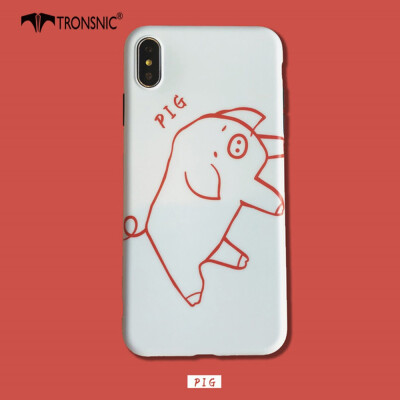 

TRONSNIC Cute Cartoon Pig Phone Case for iPhone X  Soft Matte White Lines Funny Case Cover Hot