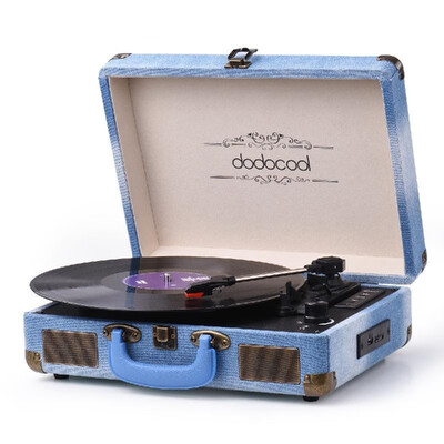 

dodocool 3 Speed Wireless Stereo Record Player with Built in Speaker SD Card Slot USB Input 35mm Aux In RCA Line out Headphone