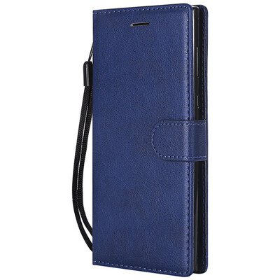 

Luxury Simple Solid Color Case For Sony Xperia L1 E6 PU Leather Card Slot Lanyard Phone Cover New Fundas P06G
