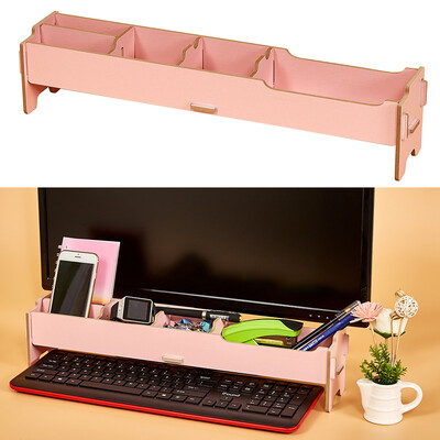 

Desktop Multifunctional Monitor Riser Stand with Storage Slolts for Stationeries Keyboard Office School Home Supplies
