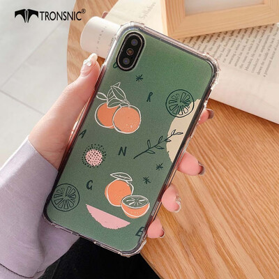 

TRONSNIC Orange Ins Phone Case for iPhone 7 8 Plus Fruit Shockproof Soft TPU Cases Green Pink Covers
