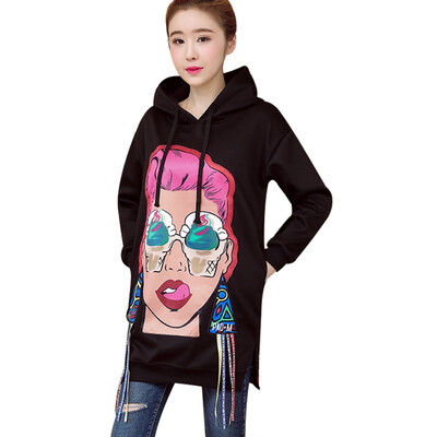 

The new 2018 fat mm bigger sizes set loose Hooded with velvet upset female fleece