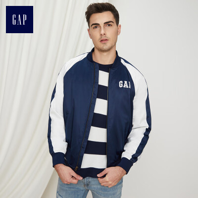 

GAP flagship store mens baseball uniform jacket jacket winter mens trend casual collar collar logo shirt 422313 blue&white phase 185104A L