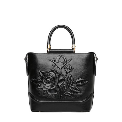 

SUWERER 2019 New Women Genuine Leather bags top luxury handbags women bags designer Embossing leather Art tote women bags