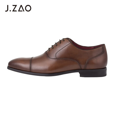 

Beijing Tokyo leather shoes mens three joints business dress shoes England with small square head Italian first layer cowhide handmade rub color brown 39