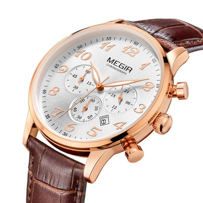 

MEGIR 3781 Male Japan Quartz Watch with Date Function Working Sub-dial