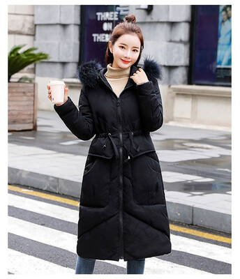 

New fashion fur collar long section warm coat winter coat cotton coat 90269
