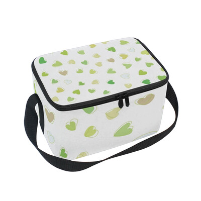 

ALAZA Insulated Lunch Box Cute Love Green Lunch Bag for Men Women Portable Tote Bag Cooler Bag