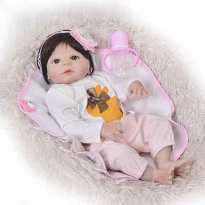 

New Style 23 57 cm Full Silicone Body Alive Girl Baby Doll Realistic Wig Hair Baby Reborn Doll For Kid Christmas Gift Play Toy