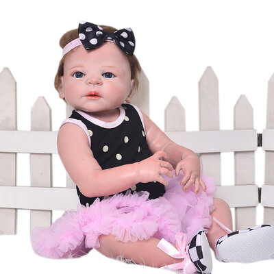 

New Design 19 Inch Reborn Baby Doll Full Body Silicone 45 cm Realistic Baby Doll Toy For Kids Christmas Gifts Black Skin