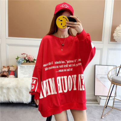 

JOY OF JOY Jingdong womens 2019 spring new loose hooded long sweater female long-sleeved thin coat female tide JWWY191342 red