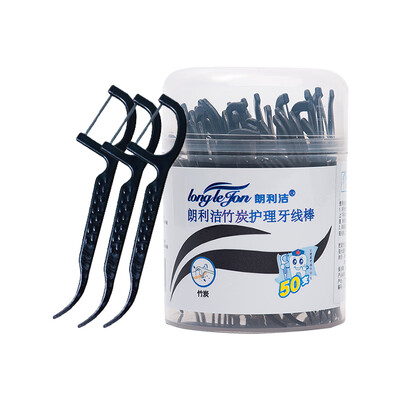 

LONGLEJON professional charcoal dental floss bar Black 50 flossed flat wire effectively removes residual teeth