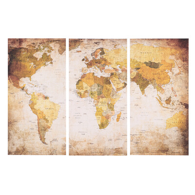 

35 70cm HD Printed 3-Panel Frameless World Map Canvas Painting Wall Art Pictures Decor for Hallway Living Room Bedroom