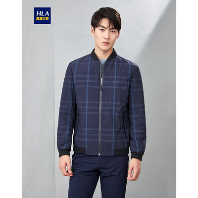 

HLA Haishu House Jacket Men 2019 Spring New Classic Plaid Baseball Collar Comfort Jacket HWJAD1R018A Navy Blue Plaid 18 17088A 48